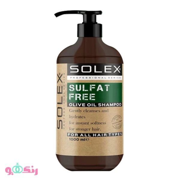 شامپو مو بدون سولفات سولكس SOLEX مدل OLIVE OIL SHAMPOO (سبز) حجم 1000 ميلی لیتر