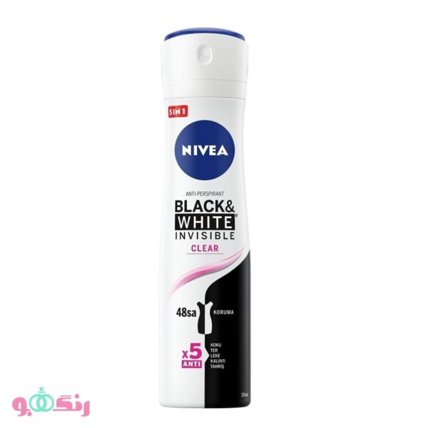 اسپری ضد تعریق زنانه نیوآ Nivea مدل Invisible Black and White Clear (صورتی) حجم 150 میلی لیتر